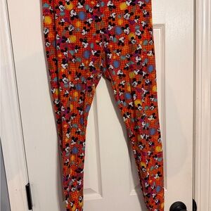 LuLaRoe Kids Orange Mickey Mouse Leggings